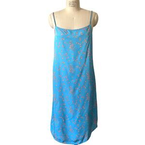 Bimba y Lola Blue Flower Daisy Print Slip Dress Size Medium